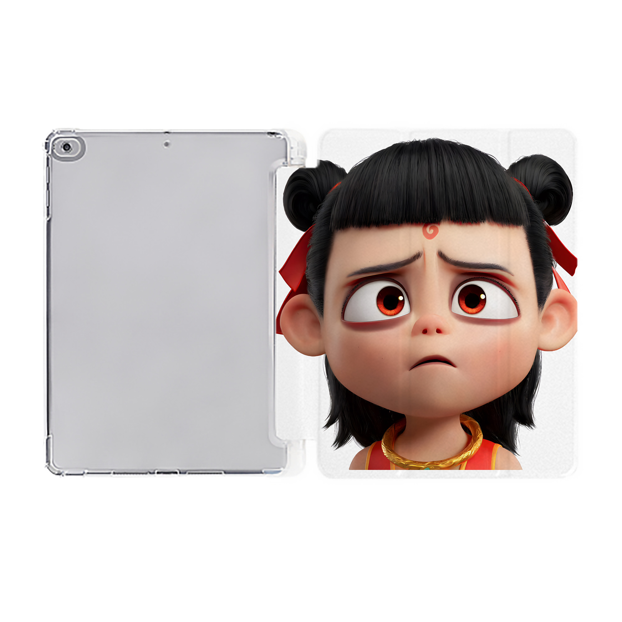 （画像用） Ne Zha 2 ナタ 魔童の大暴れ IPad ケース ペン収納付き 三つ折りスタンド PUレザー×シリコン 対応機種9.5/10.5/10.9インチ
